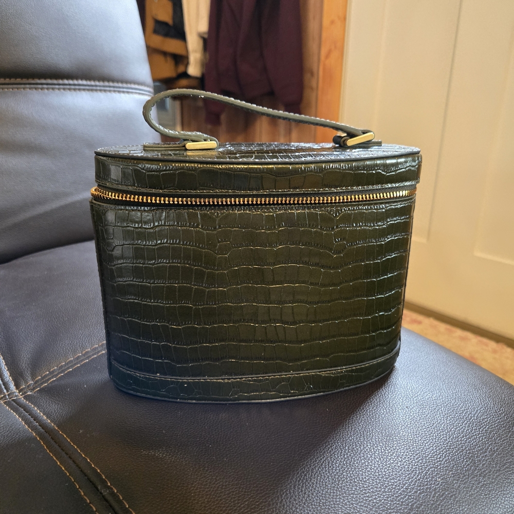 J. McLaughlin Green Crocodile-Embossed Crossbody Bag